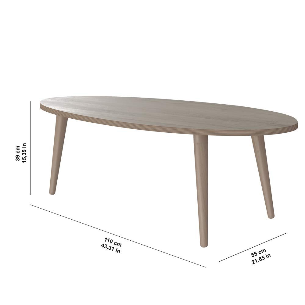 Amazon Brand - Movian Adour Oval Coffee Table, 55 x 110 x 39cm, Light Brown Oak-Effect