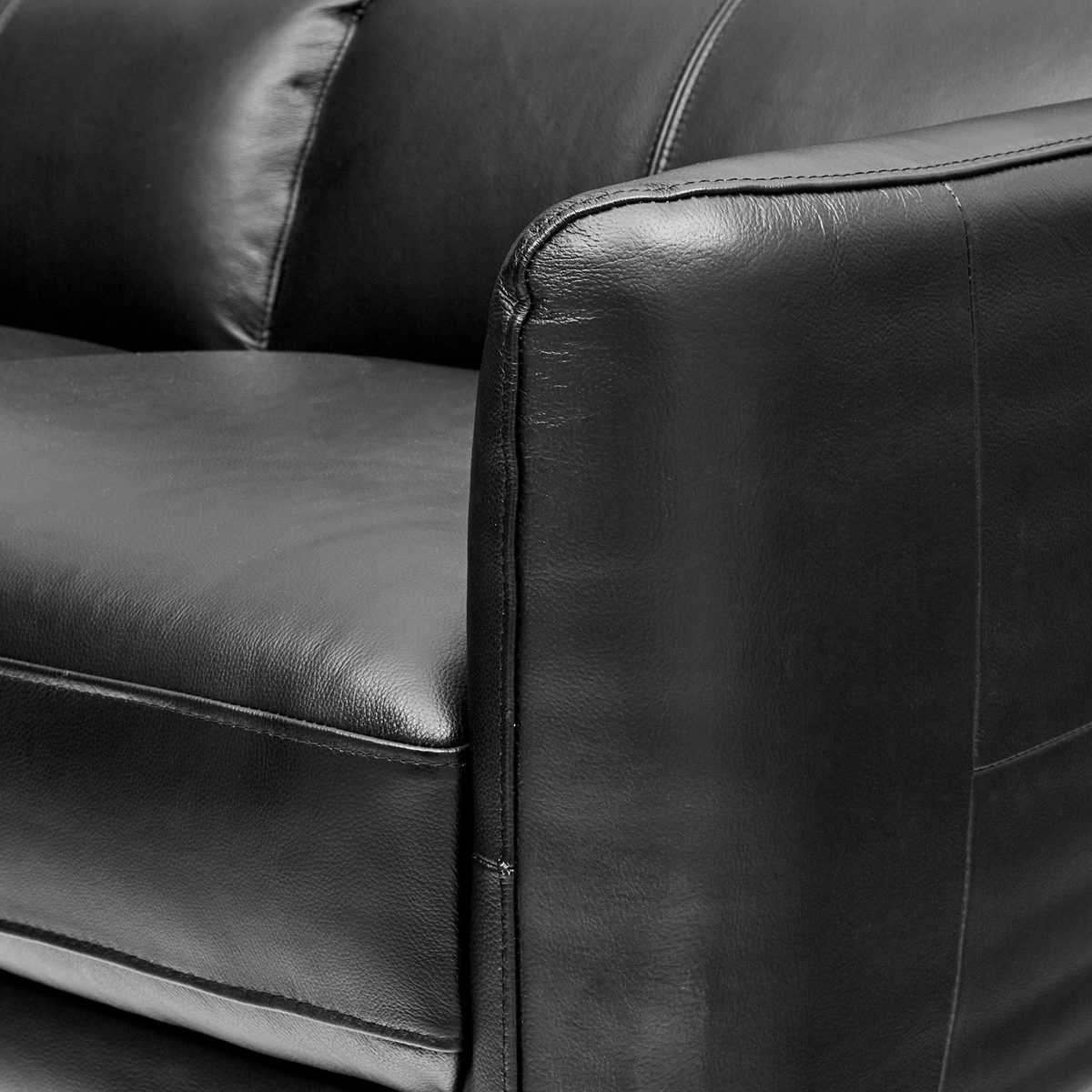 Amazon Brand – Rivet Kaden Mid-Century Modern Adjustable Headrest Leather Loveseat Sofa, 61.8"W, Black Leather