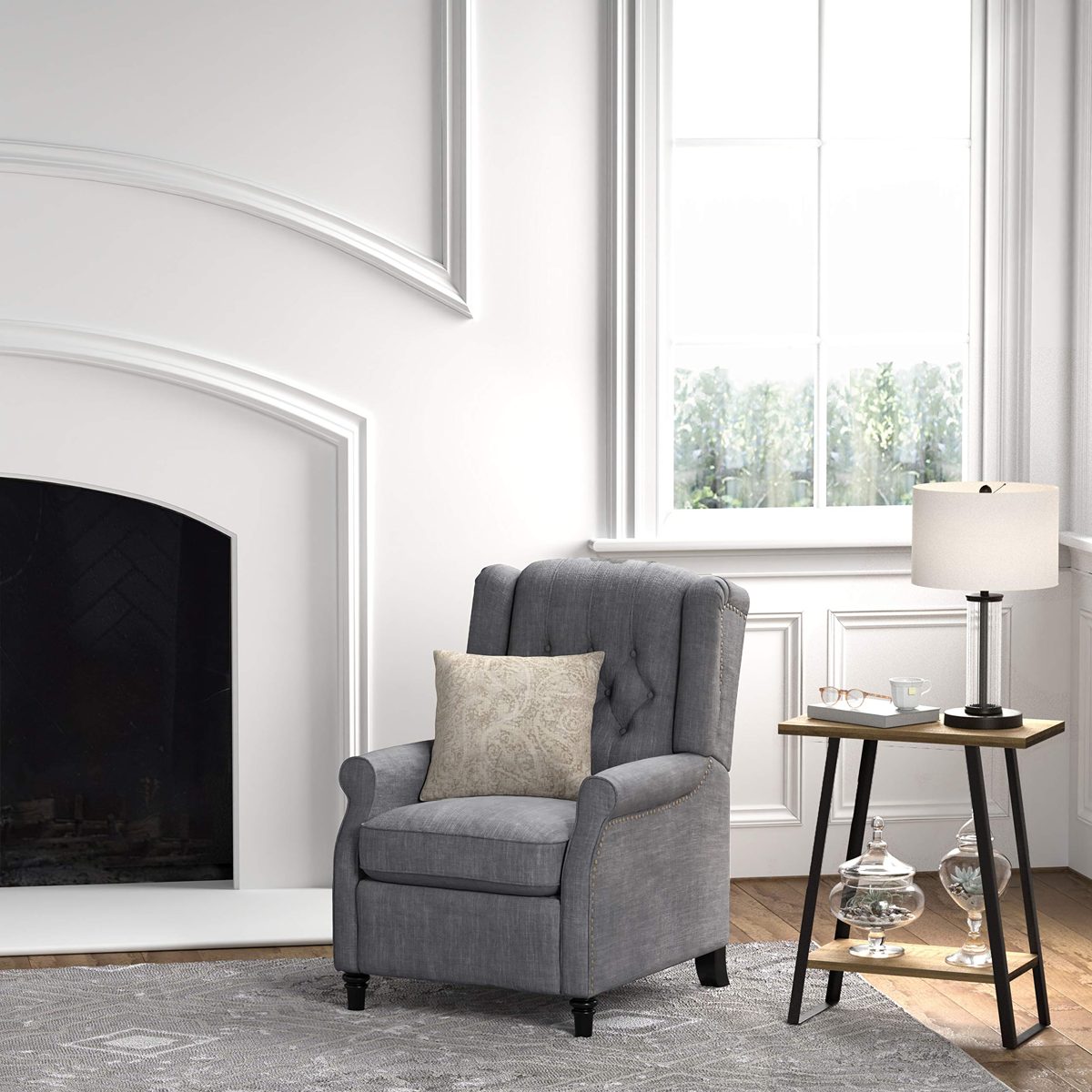 Amazon Brand – Ravenna Home Pritchard Classic Recliner, 29.1"W, Grey