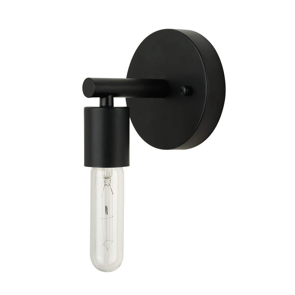 Amazon Brand – Rivet Mid-Century Modern Wall Sconce with Novelty Bulb, 5.25"H, Matte Black