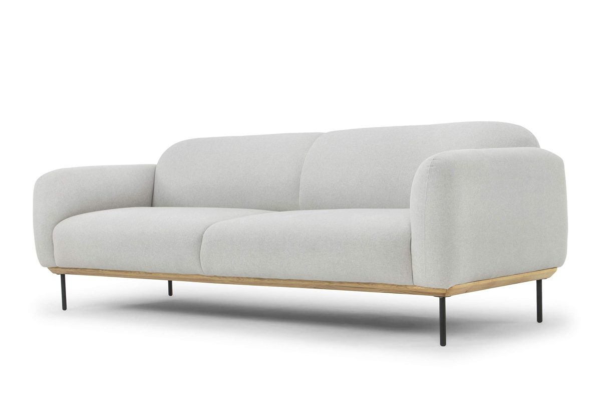 Amazon Brand - Movian Blankan 3-Seater Upholstered Sofa, 228 x 87 x 78 cm, Stain-Resistant Polyester, Light Grey