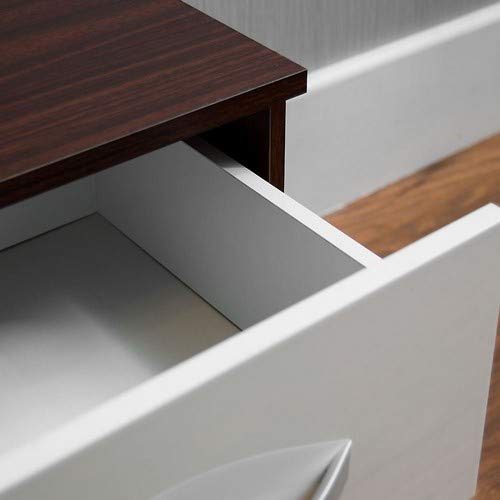 Amazon Brand - Movian High Gloss 2 Drawer Bedside Cabinet, White and Walnut, 47 x 40 x 36 cm
