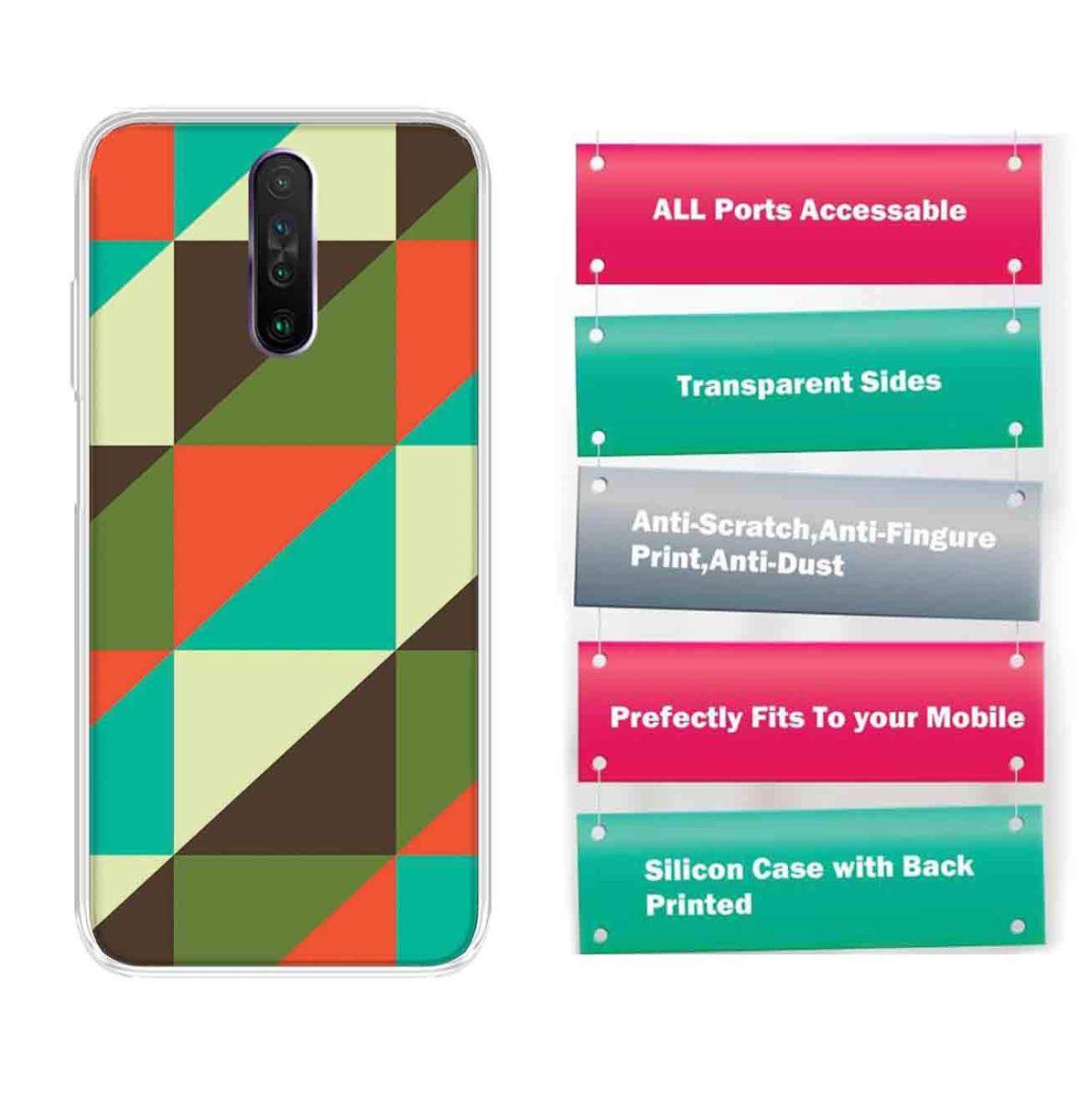 Amazon Brand - Solimo Designer Multicolor Square Colorful Pattern Printed Soft Back Case Mobile Cover for Poco X2 / Xiaomi Redmi K30