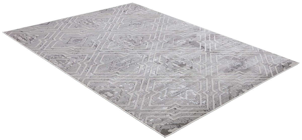 Amazon Brand – Rivet Polyester Area Rug, 8 x 11 Foot, Silver, Grey, White