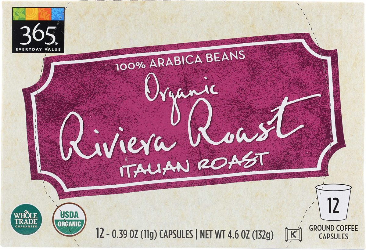 365 Everyday Value, Organic Riviera Roast Coffee Capsules, 12 ct