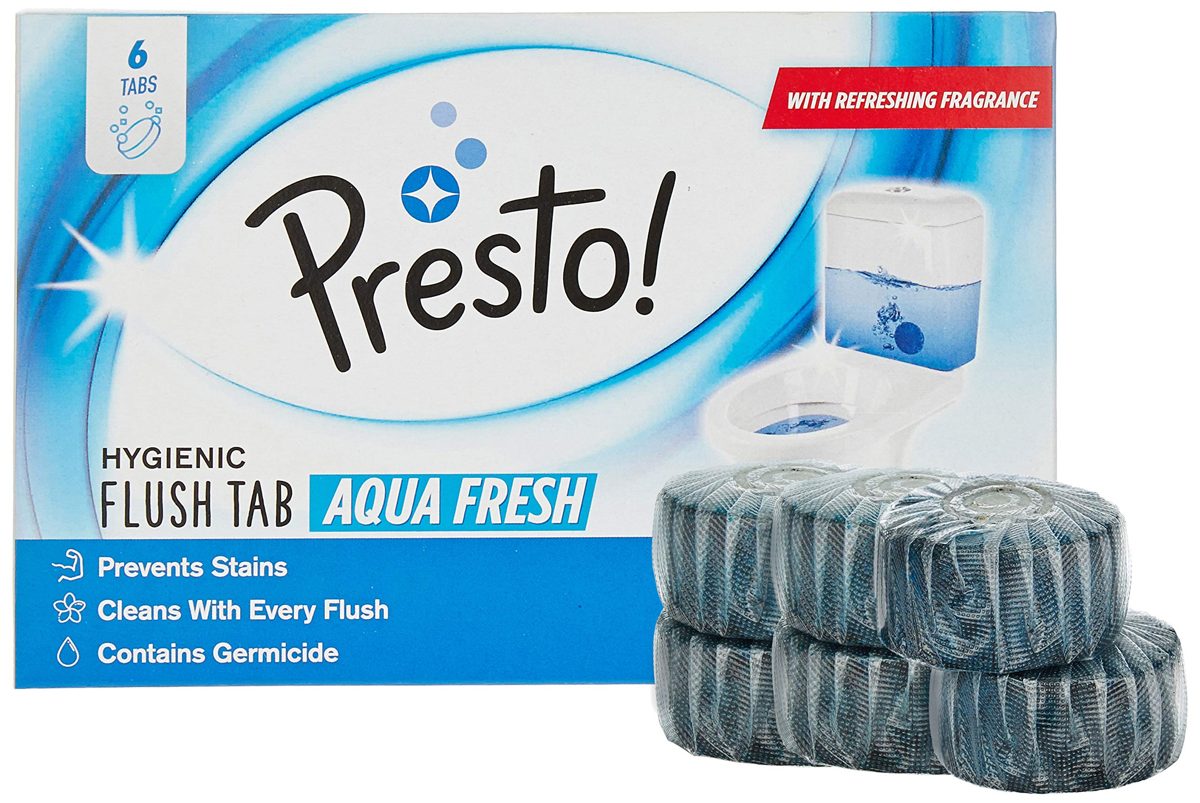 Amazon Brand - Presto! Hygienic Flush Tabs, Aqua Fresh - 50 g (Pack of 6)