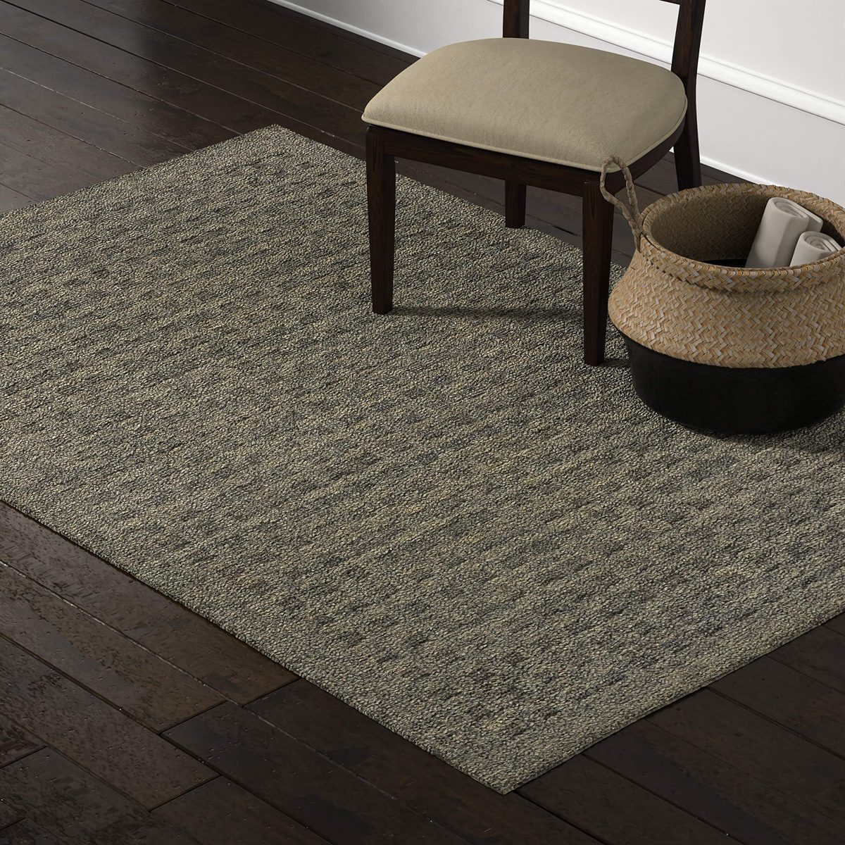 Amazon Brand – Stone & Beam Casual Geometric Wool Area Rug, 7' 6" x 5', Charcoal