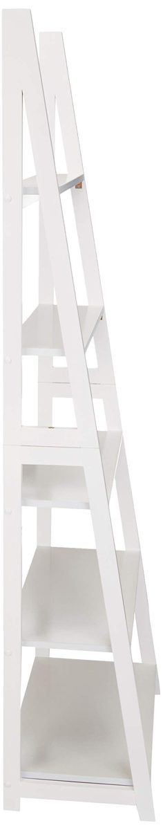 AmazonBasics Modern Ladder Bookcase with Solid Rubber Wood Frame - White (Renewed)