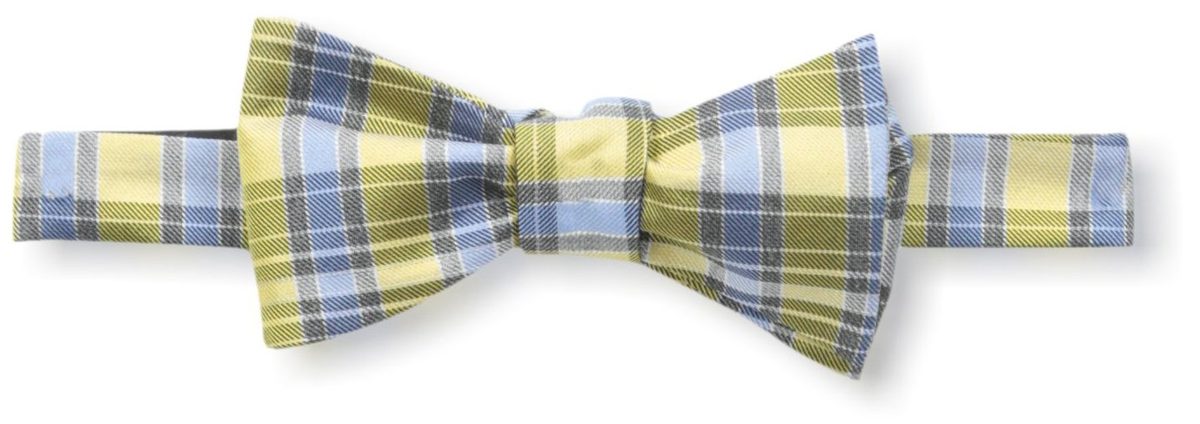 Franklin Tailored Men's Plaid Bow Tie, Yellow