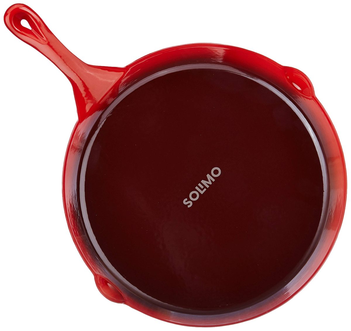 Amazon Brand - Solimo Cast Iron Saute Pan, 30cm, Red