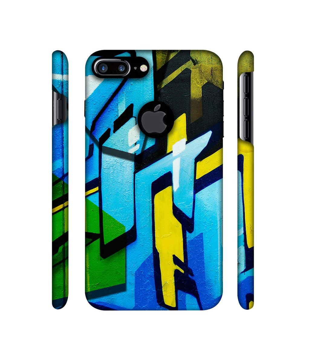 Amazon Brand - Solimo Designer Blue and Yellow Texture 3D Printed Hard Back Case Mobile Cover for Apple iPhone 7 Plus (Logo Cut)