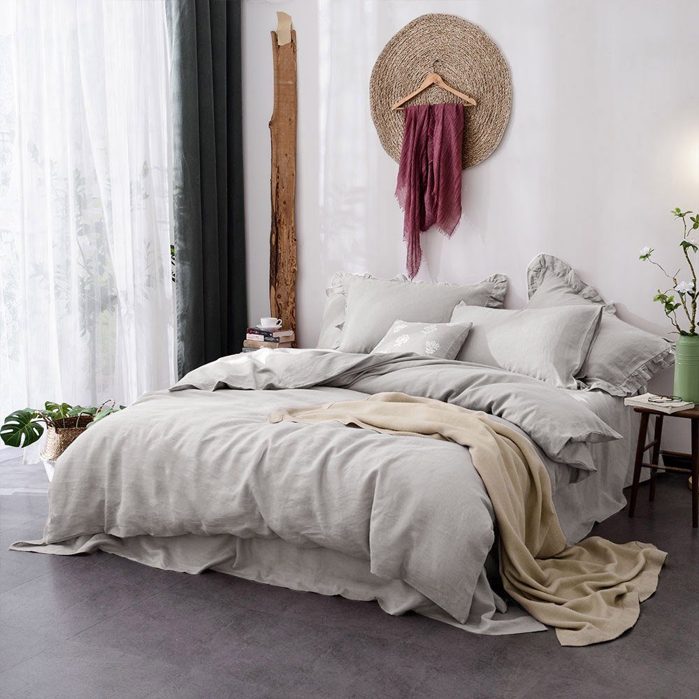 UMI 100% Linen Duvet Cover Set-200x200+2x80x80cm