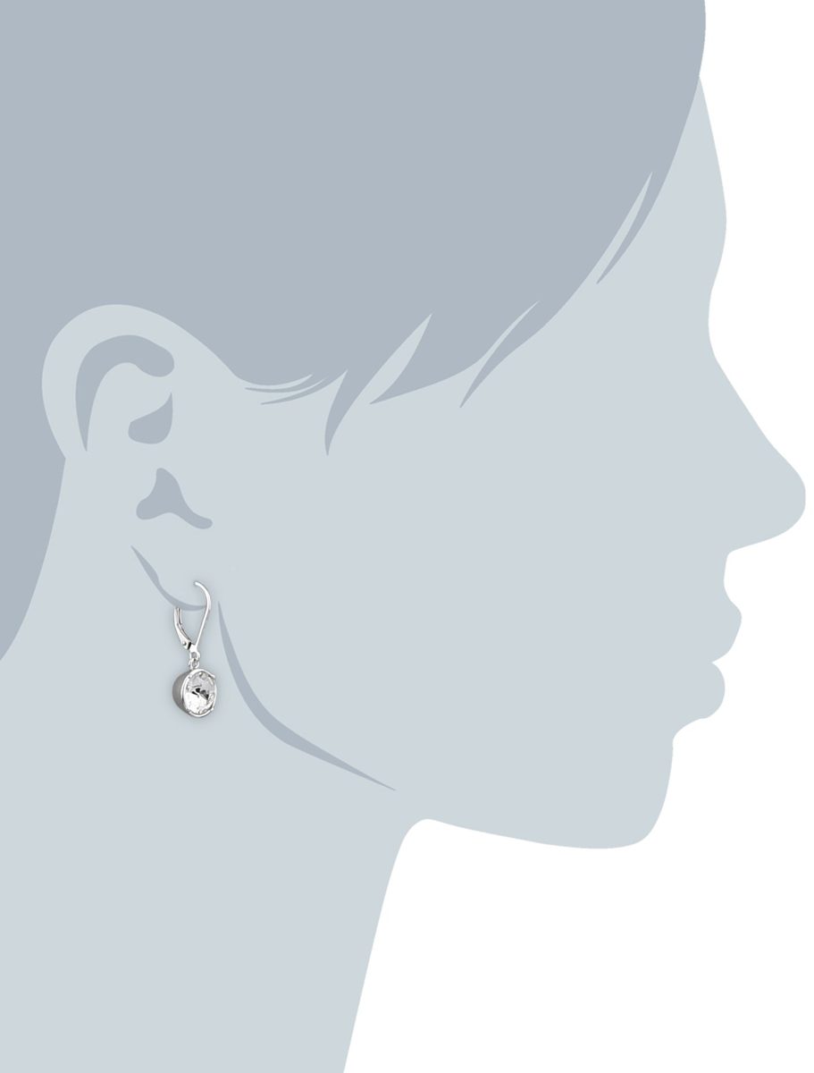 Sterling Silver Crystal Round Lever Back Drop Earrings