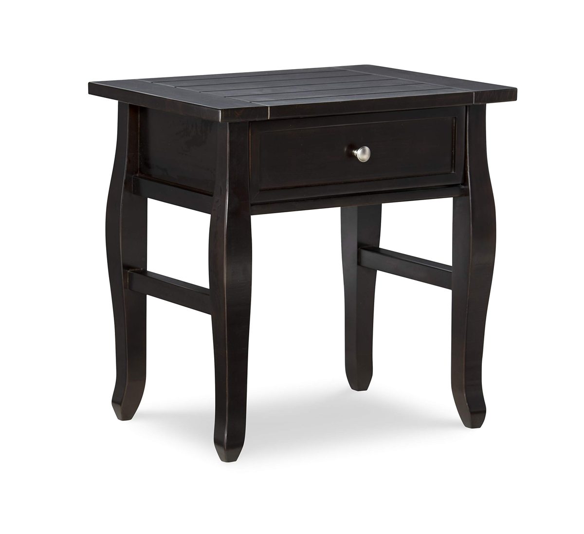Ravenna Home Classic Plank-Top End Table, 18"W, Black Wood