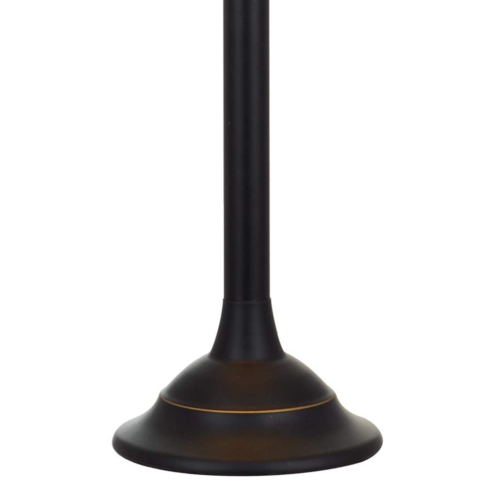 Ravenna Home Traditional Metal Table Desk Lamp With LED Light Bulb - 27.50 Inches, Dark Bronze with Off-White Shade