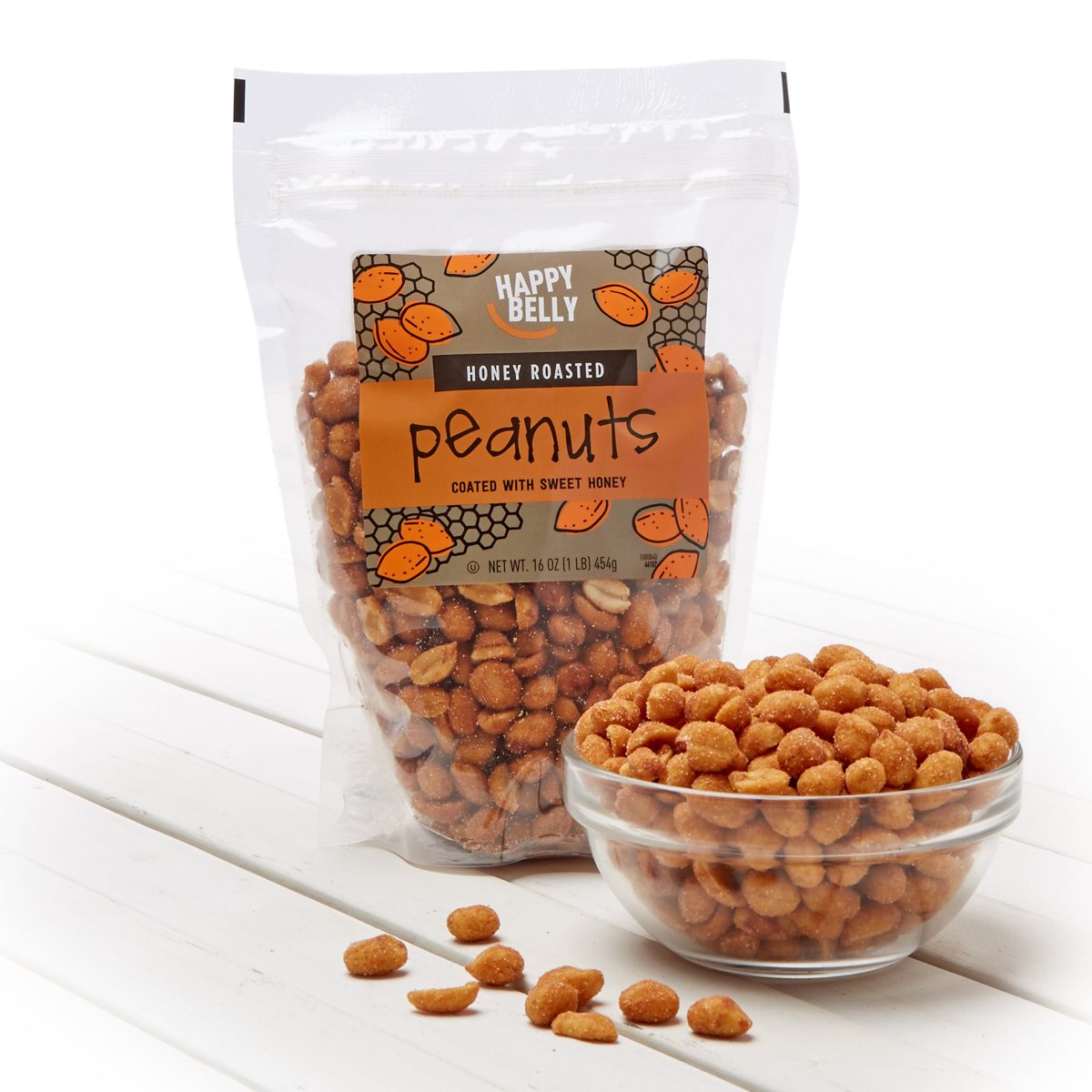 Amazon Brand - Happy Belly Honey Roasted Peanuts,16 ounce