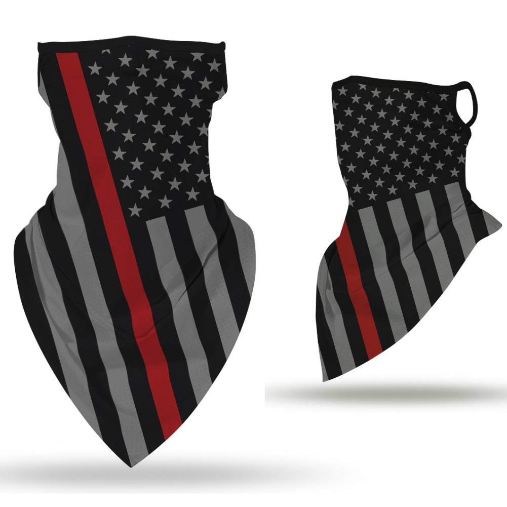 Ear Loops Neck Gaiter, Hissox Womens Mens Face Scarf Shield Bandana Ear Loops Dust UV Balaclava Outdoors Sports Mouth Cover Beanie for Fishing Hunting 1 Pcs Star Flag with Horizontal Stripes