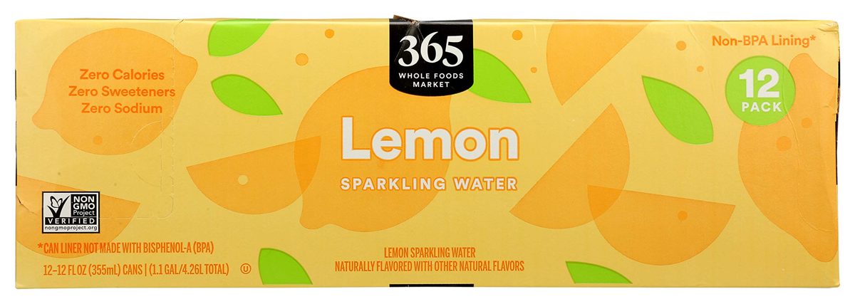 365 by Whole Foods Market, Sparkling Water, Lemon (12-12 Fl Oz Cans), 144 Fl Oz