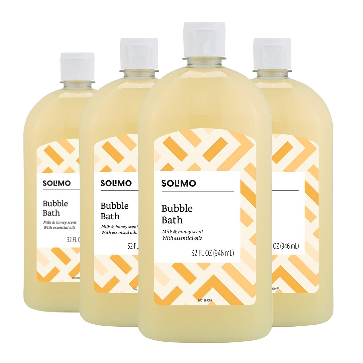 Amazon Brand - Solimo Milk and Honey Bubble Bath, 32 Fluid Ounce (Pack of 4)