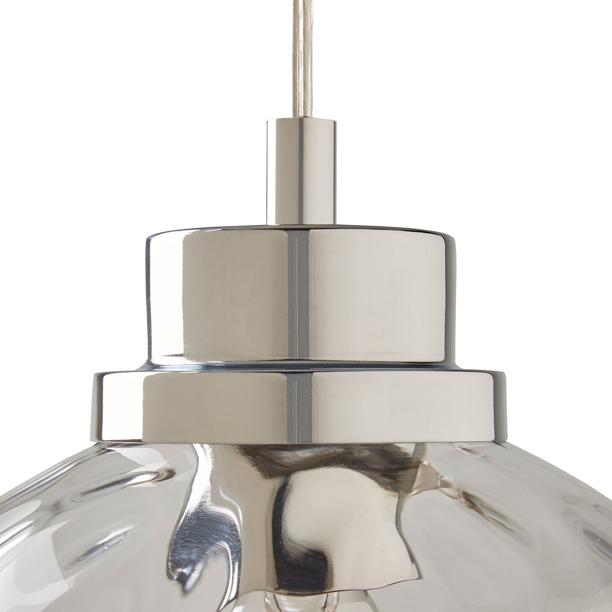 Amazon Brand – Rivet Glass Bowl Pendant Lamp, Modern Textured, W/Bulb, 13"-60"H, Chrome