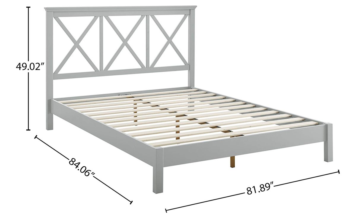 Amazon Brand – Stone & Beam Rustic Solid Pine Bed with Headboard, King, 81.89"W, Gray