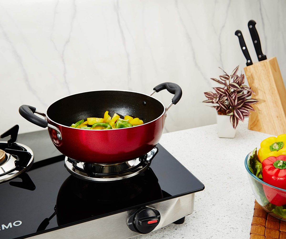 Amazon Brand - Solimo Non Stick Kadhai (22cm, Induction and Gas Stove Compatible)