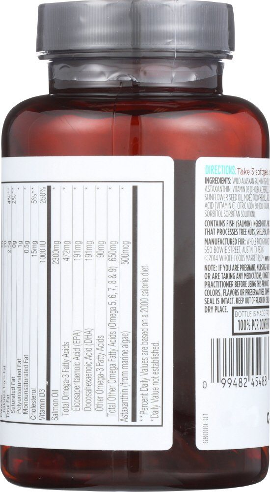 Whole Foods Market, Wild Alaskan Salmon Oil, 90 ct
