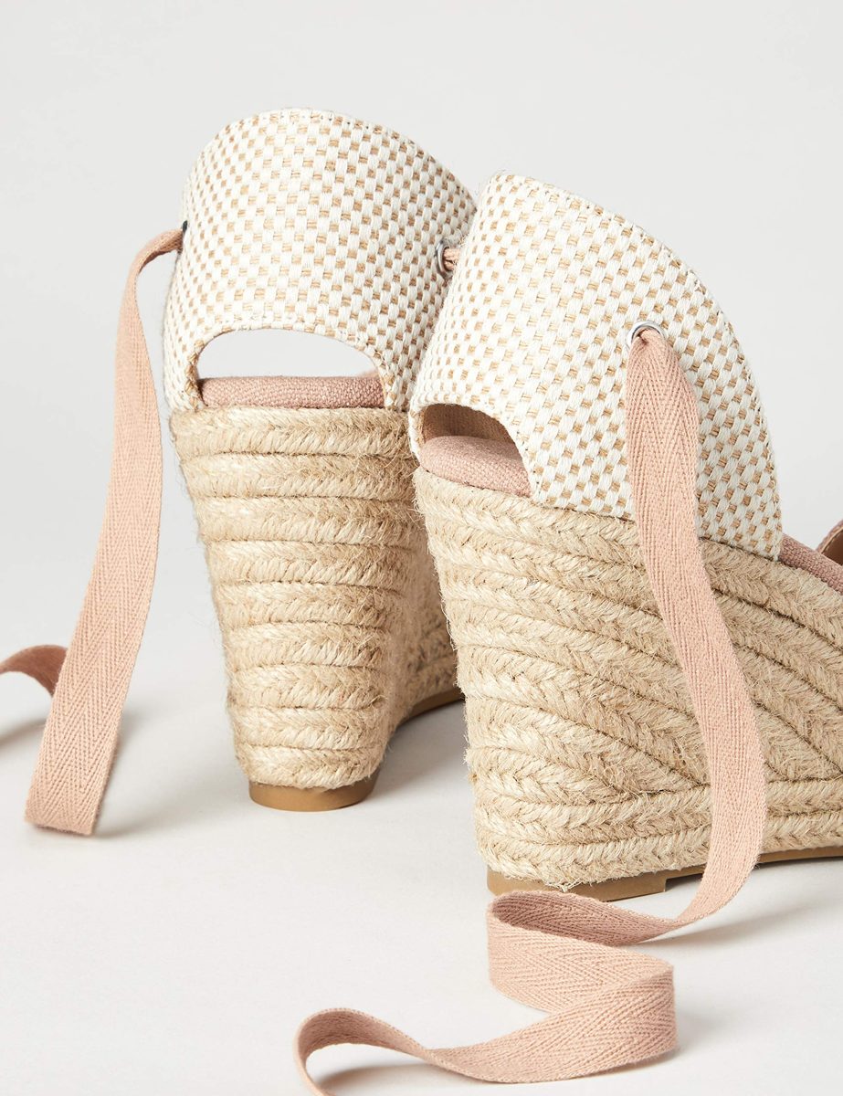 find. Women's Wedge Close Toe Canvas Espadrille Sandal, Pink, 6 us