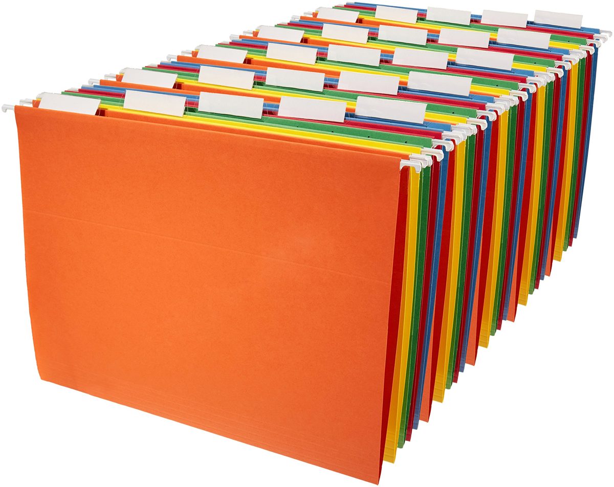 AmazonBasics Hanging File Folders - Letter Size, Assorted Colors, 25-Pack & Hanging File Folders - Letter Size, Green, 25-Pack