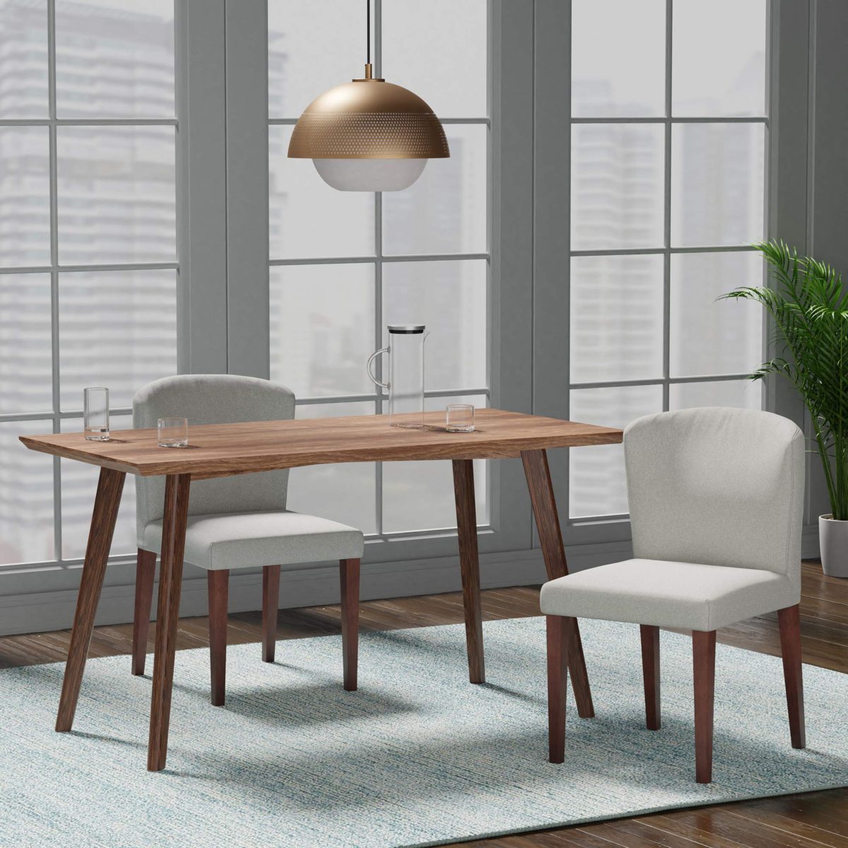 Amazon Brand – Rivet Eli Modern Curved-Back Dining Chair, Set of 2, 19.3"W, Silver