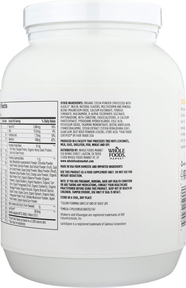 Whole Foods Market, All-In-One Plant Protein, Rich Chocolate, 30 oz