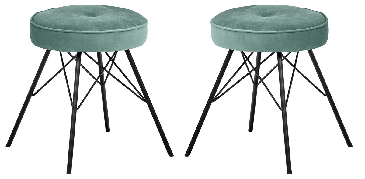 Rivet Stevie Mid-Century Modern Bar Stool, 30"H, Pack of 2, Blue