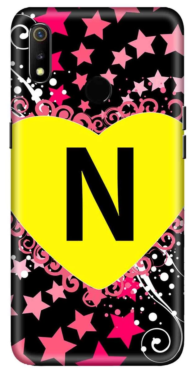 Amazon Brand - Solimo Designer Heart Pattern Alphabet-N 3D Printed Hard Back Case Mobile Cover for Realme 3 / Realme 3i