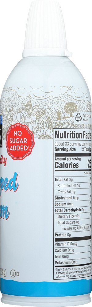 365 EVERYDAY VALUE No Sugar Added Real Dairy Whipped Cream, 7 OZ