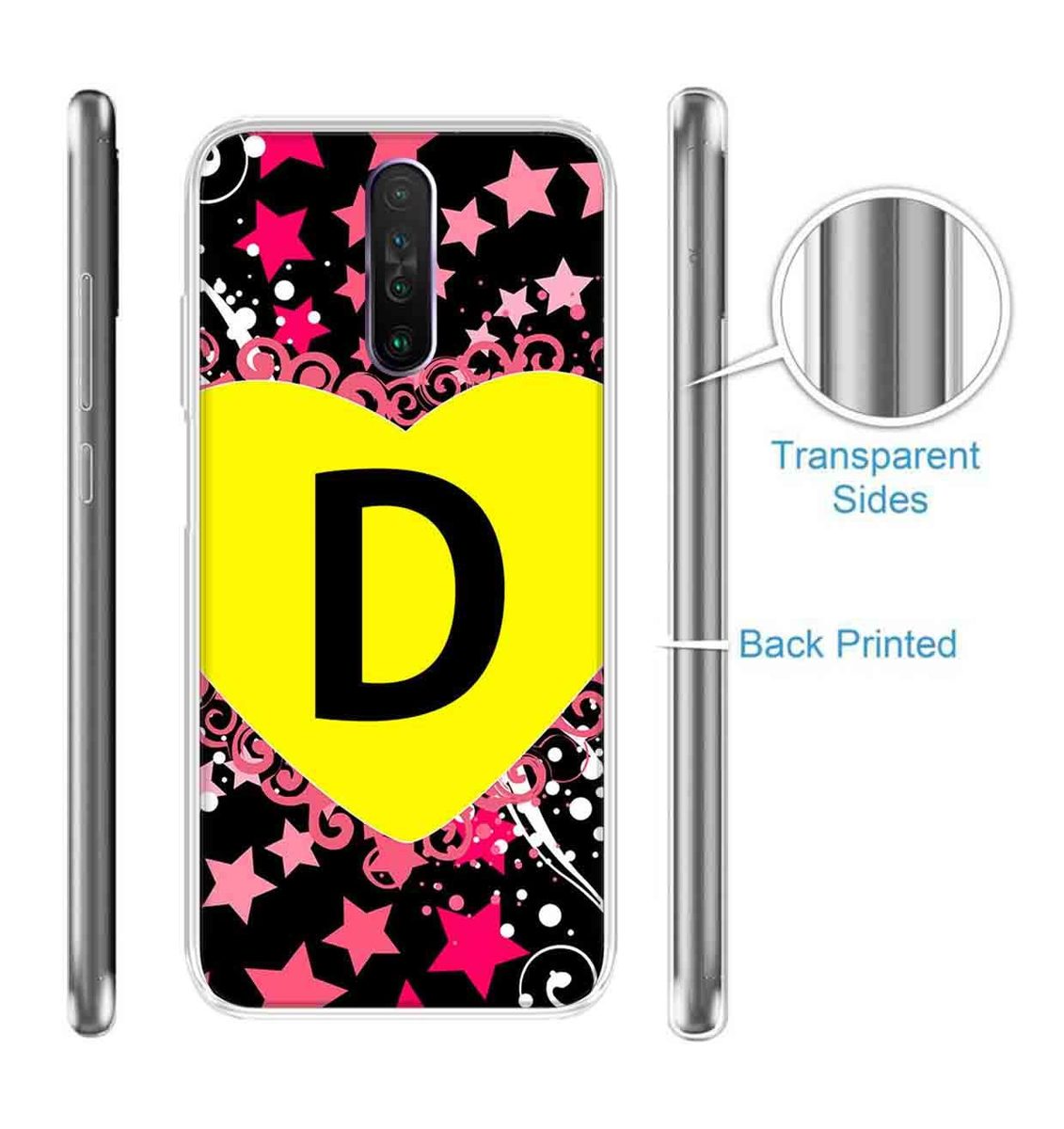 Amazon Brand - Solimo Designer Multicolor Heart Pattern Alphabet-D Printed Soft Back Case Mobile Cover for Poco X2 / Xiaomi Redmi K30