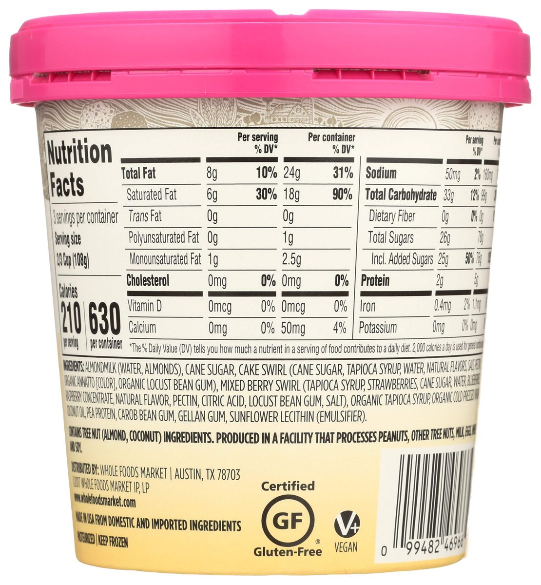 365 Everyday Value, Almondmilk Berry Chantilly Cake Non-Dairy Dessert, 1 pint, (Frozen)