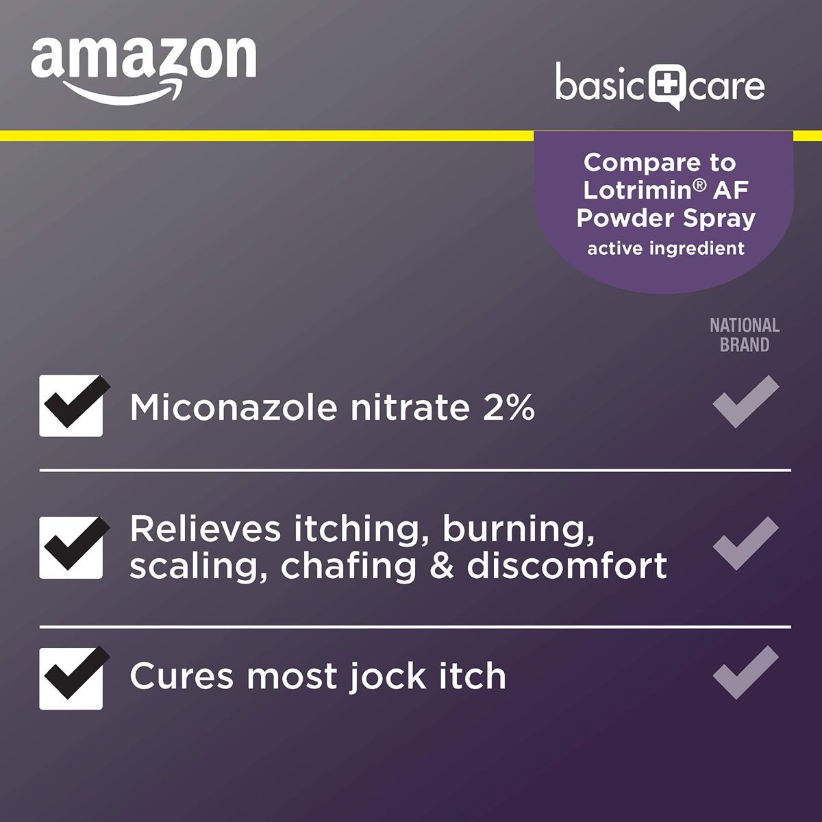 Amazon Basic Care Jock Itch Relief, Antifungal, Miconazole Nitrate 2% Powder Spray; Jock Itch Antifungal Spray, 4.6 Ounces