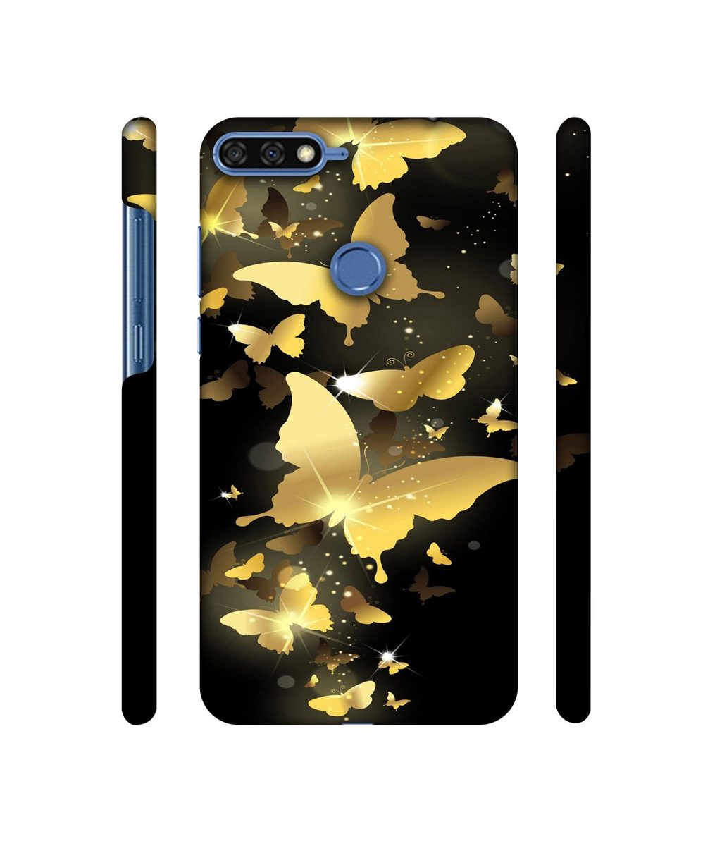 Amazon Brand - Solimo Designer Golden Butterfly Pattern 3D Printed Hard Back Case Mobile Cover for Huawei Honor 7A
