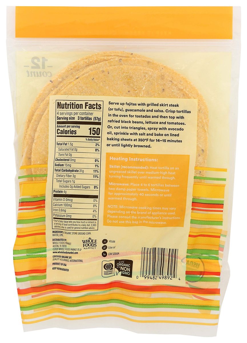 365 EVERYDAY VALUE Organic Stone Ground Corn Tortilla, 8 OZ