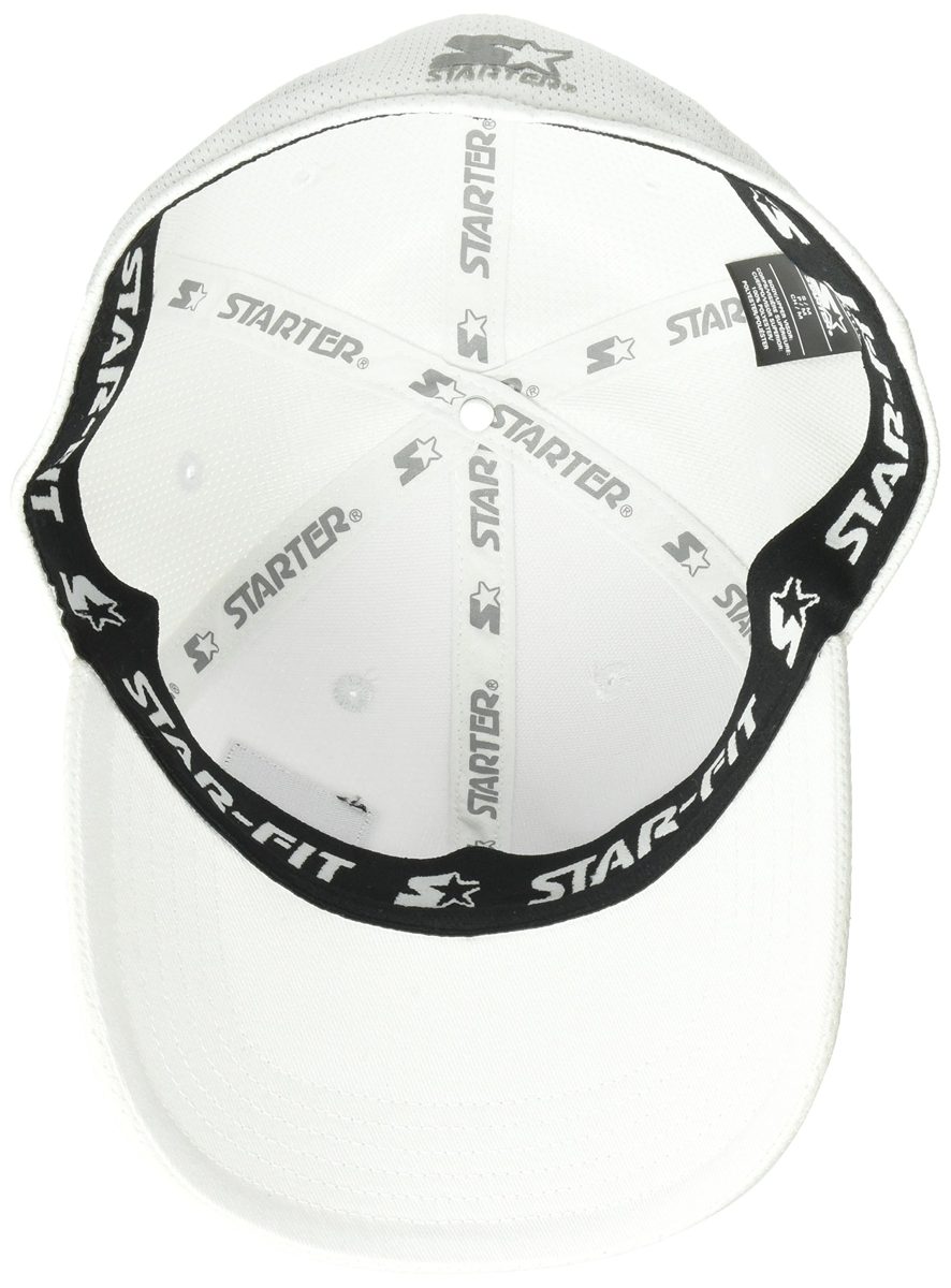 Starter Men's Fitted Cap with Wicking and Built-in Headband, Amazon Exclusive, White, Large/Extra Large
