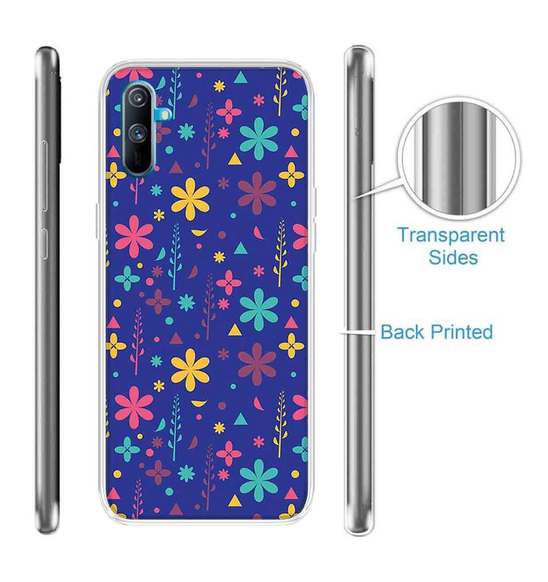 Amazon Brand - Solimo Designer Multicolor Floral Violet Abstract Printed Soft Back Case Mobile Cover for Realme C3