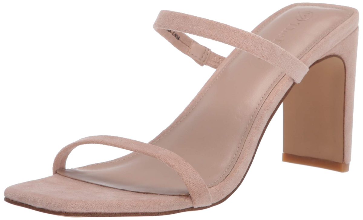 The Drop Avery Square Toe Two Strap High Heeled Sandal Womens Heeled Sandals