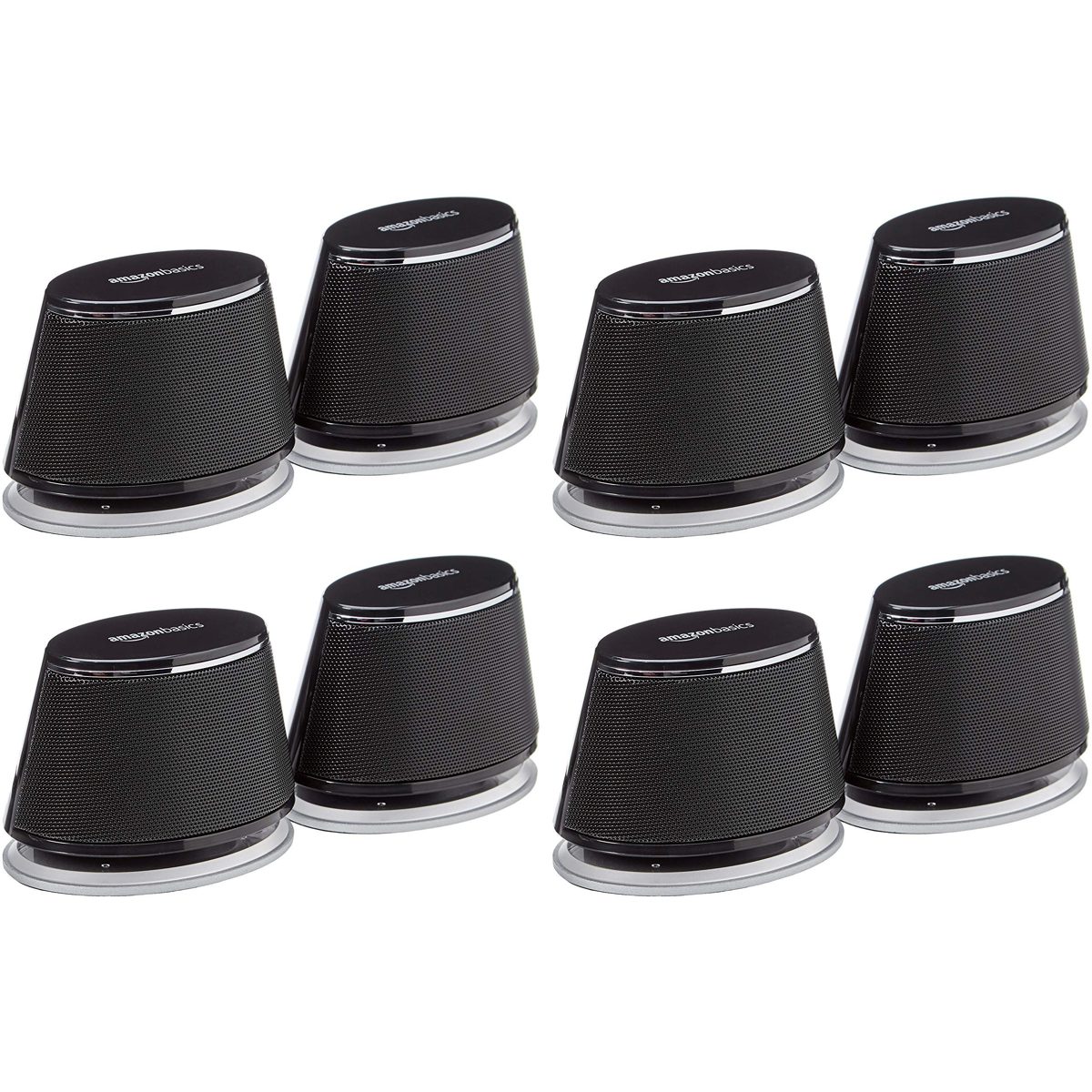 AmazonBasics USB-Powered PC Computer Speakers with Dynamic Sound | Black, 4-pack (Renewed)