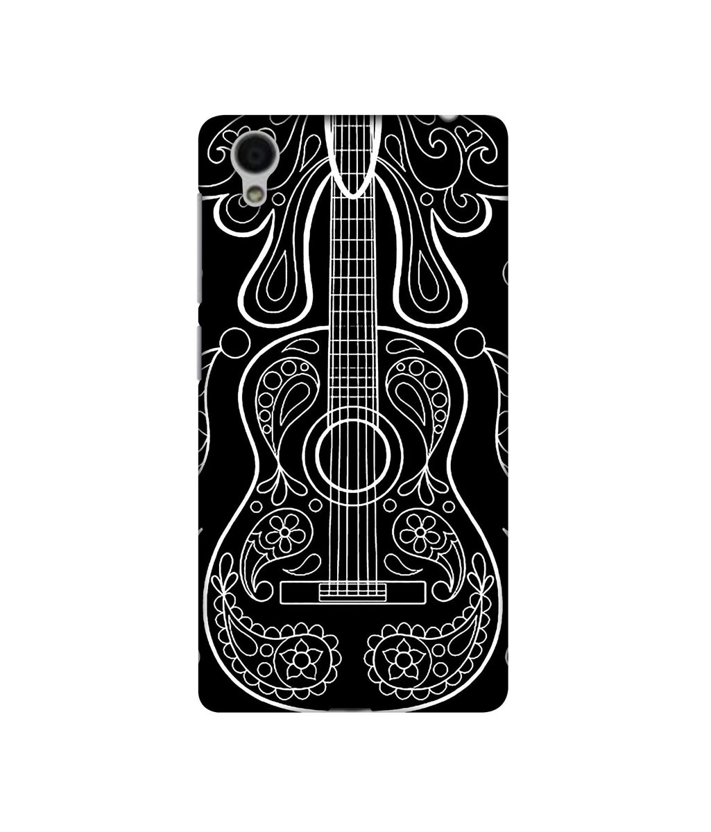 Amazon Brand - Solimo Designer White Gitar On Black 3D Printed Hard Back Case Mobile Cover for Vivo Y51L