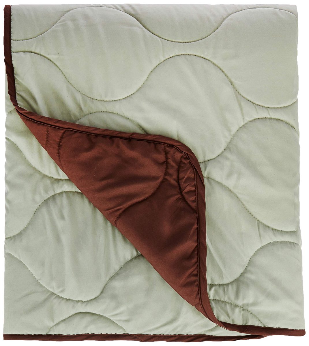 Amazon Brand - Solimo Microfibre Reversible Quilt Blanket, Double, 120 GSM, Pistachio Green and Walnut Brown