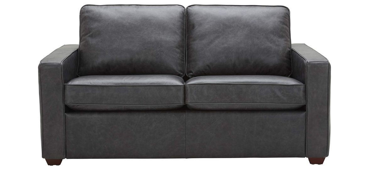 Amazon Brand – Rivet Andrews Contemporary Top-Grain Leather Loveseat Sofa with Removable Cushions, 67"W, Black
