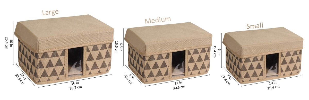 Amazon Brand - Solimo Printed Fabric Rectangular Storage Box, Set of 6, Brown