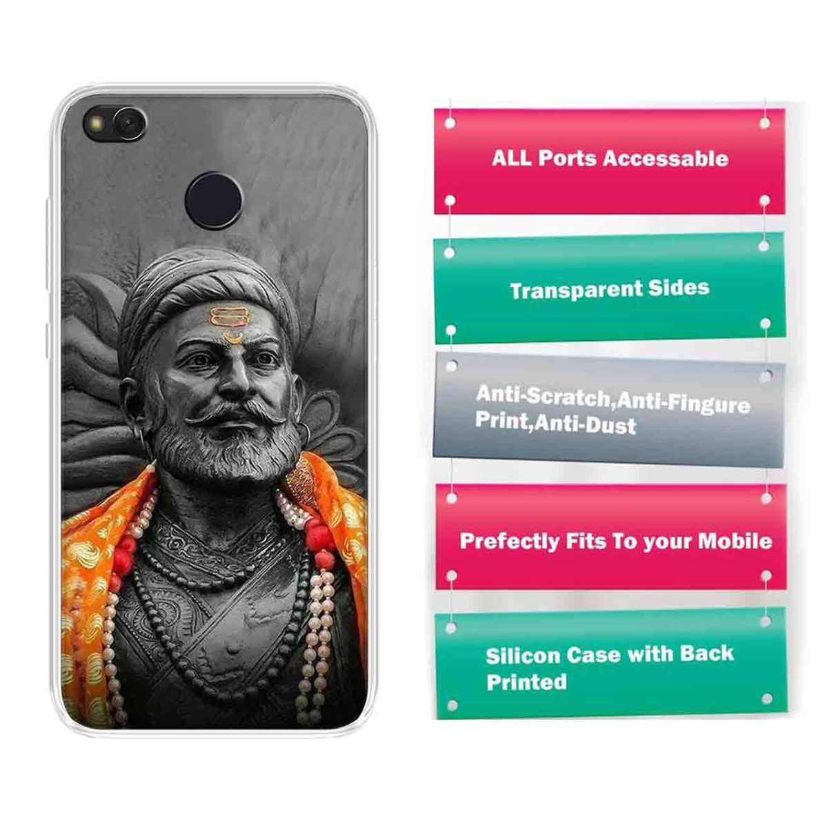 Amazon Brand - Solimo Designer Multicolor Shivaji Printed Soft Back Case Mobile Cover for Mi Redmi 4