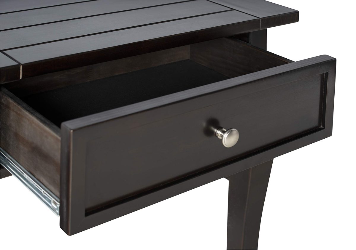 Ravenna Home Classic Plank-Top End Table, 18"W, Black Wood