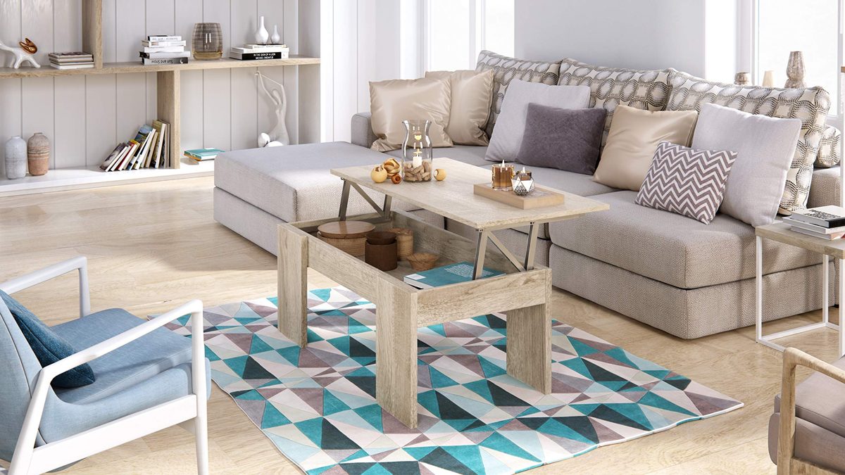 Amazon Brand - Movian Aggol Lift-Top Coffee Table, 50 x 100 x 44cm, Light Brown Oak-Effect